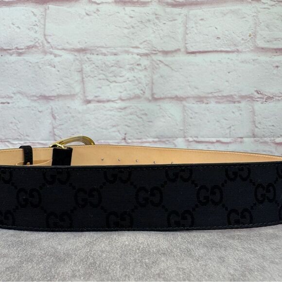 NEW Gucci Black GG Monogram Lurex Canvas Belt - Picture 7 of 13